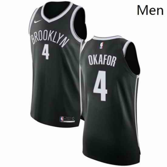 Mens Nike Brooklyn Nets 4 Jahlil Okafor Authentic Black Road NBA Jersey Icon Edition